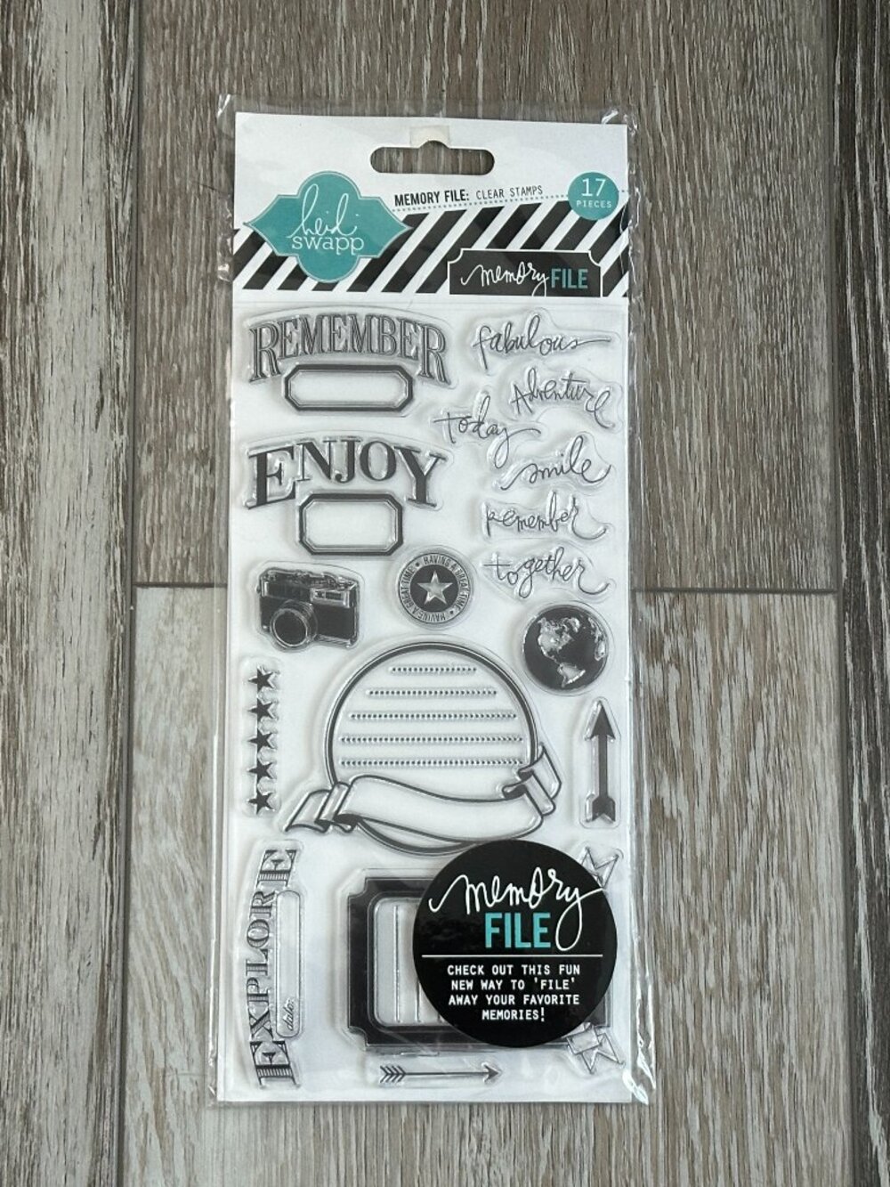NWT Heidi Swapp Memory File Clear Stamps Enjoy Adventure Etc
